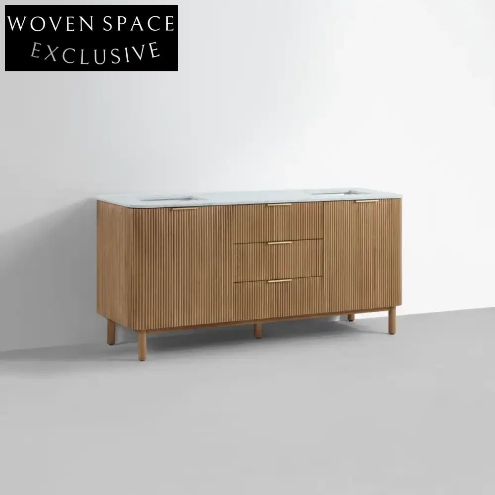 Modern Classic Floor-Mounted Bathroom Vanity Cabinet with Marble Top & Soft-Close Drawers