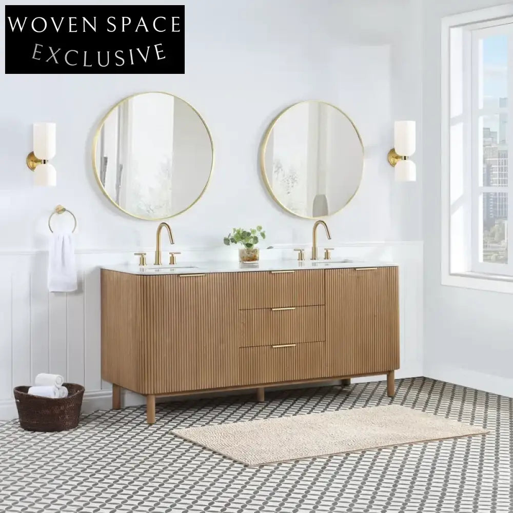 Modern Classic Floor-Mounted Bathroom Vanity Cabinet with Marble Top & Soft-Close Drawers