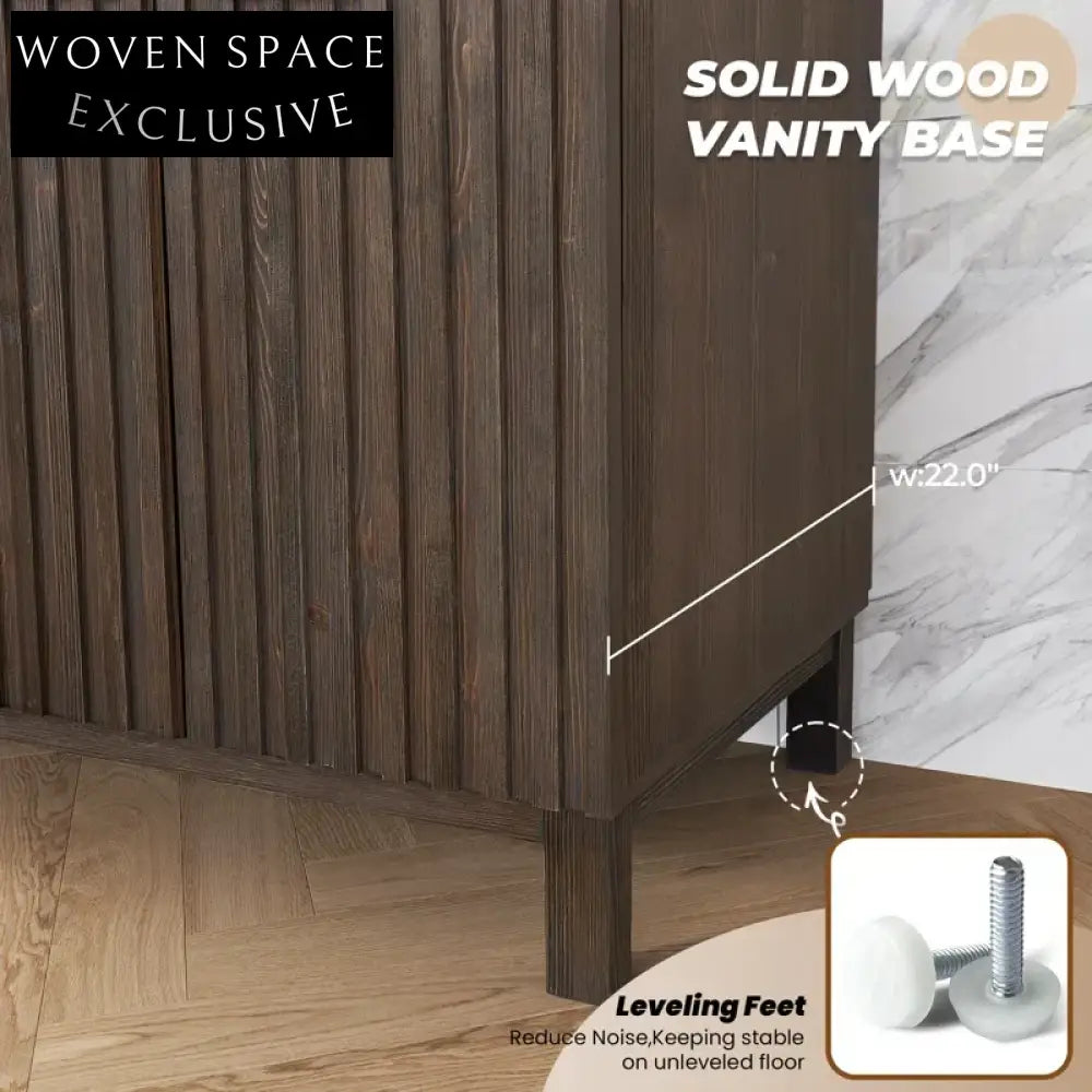 Modern Classic Solid Wood Double Sink Bathroom Vanity Cabinet with Storage