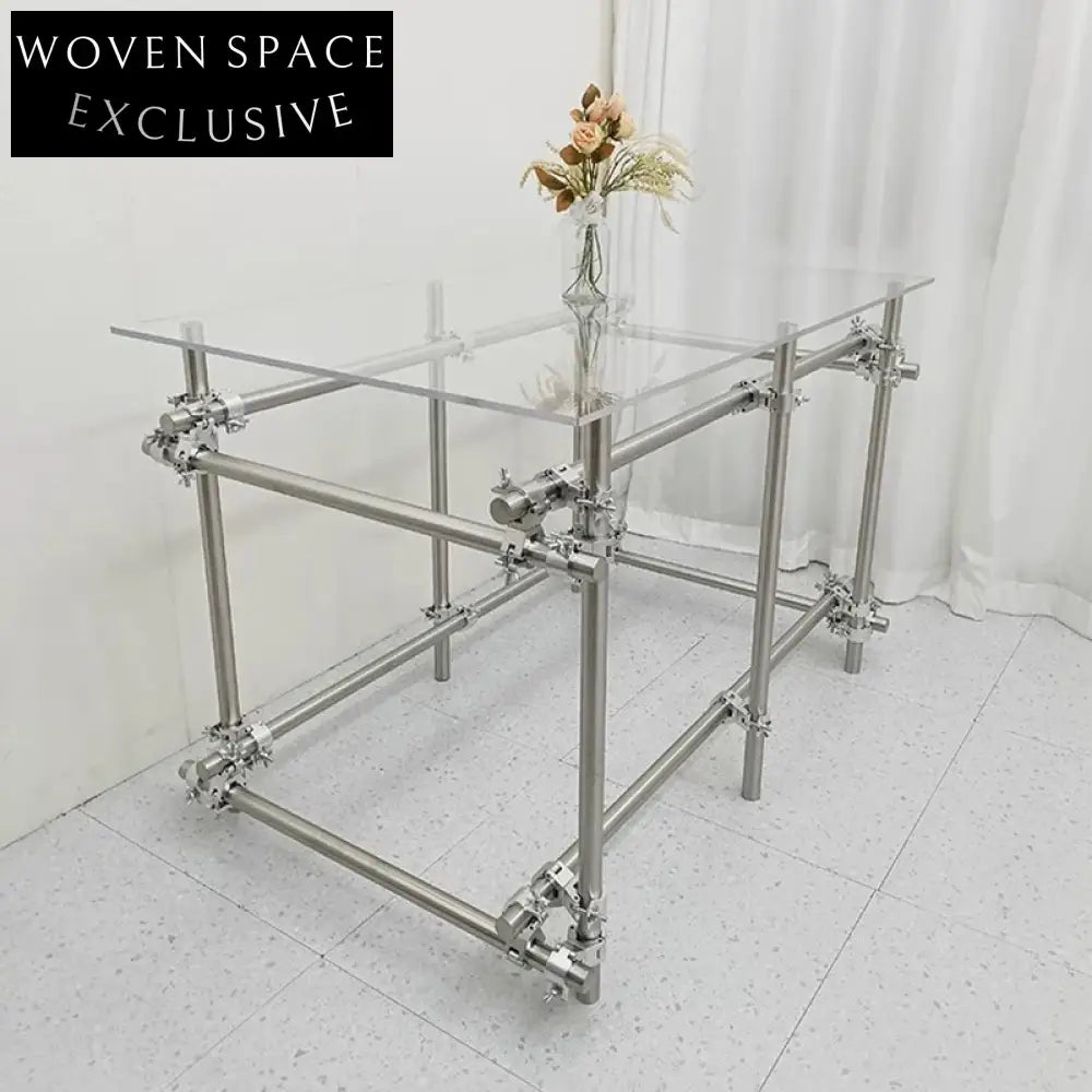 Modern Clear Acrylic Console Table with Stainless Steel Base, Entryway Table