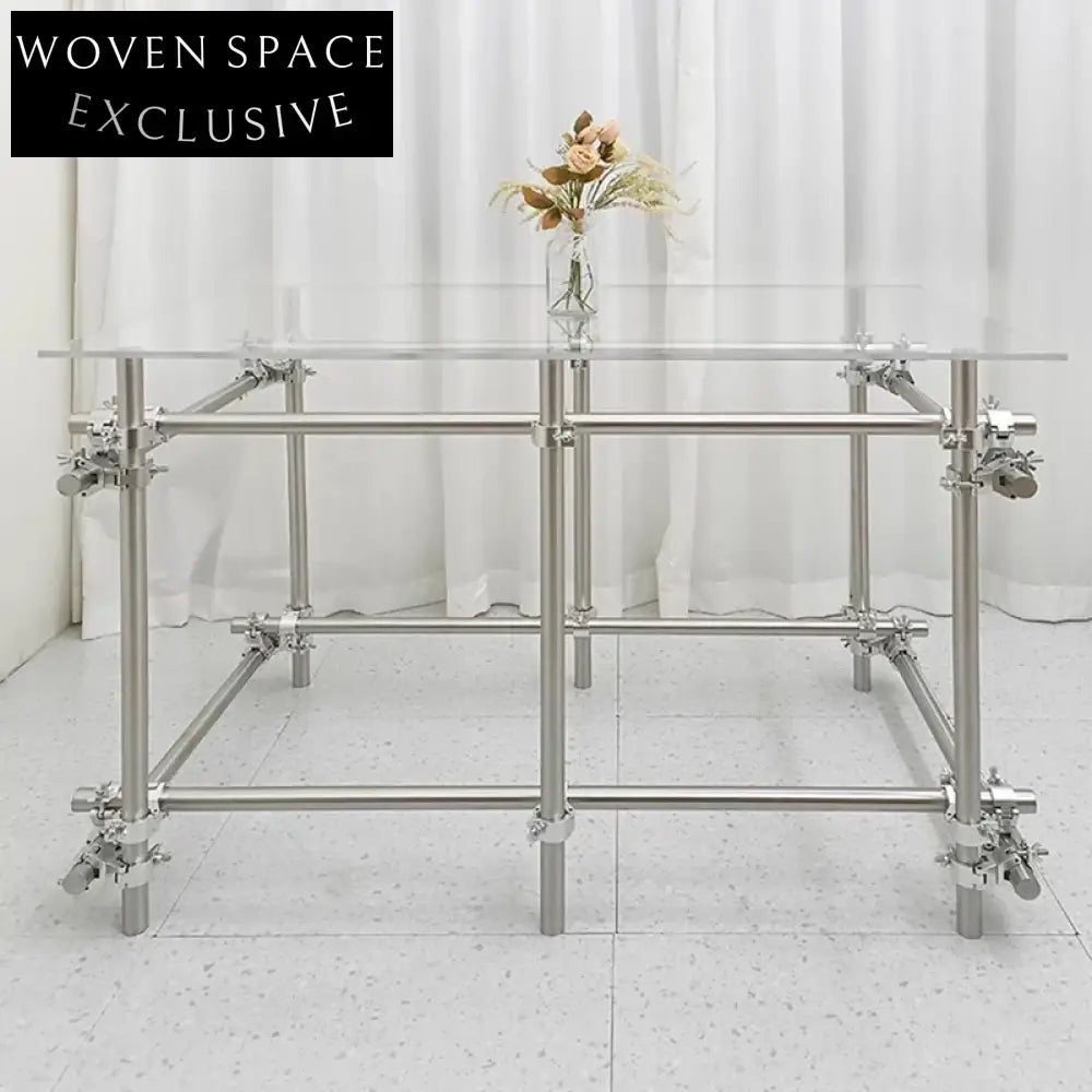 Modern Clear Acrylic Console Table with Stainless Steel Base, Entryway Table