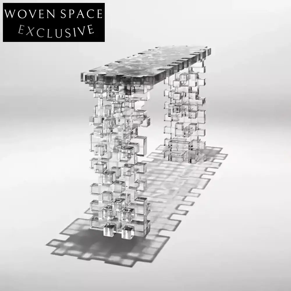 Modern Clear Acrylic Cube Console Table - Stylish Entryway Display Table