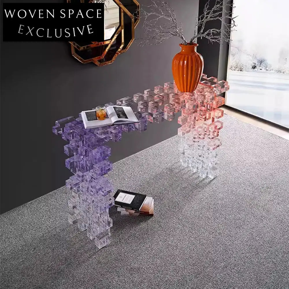 Modern Clear Acrylic Cube Console Table - Stylish Entryway Display Table