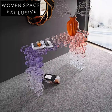 Modern Clear Acrylic Cube Console Table - Stylish Entryway Display Table
