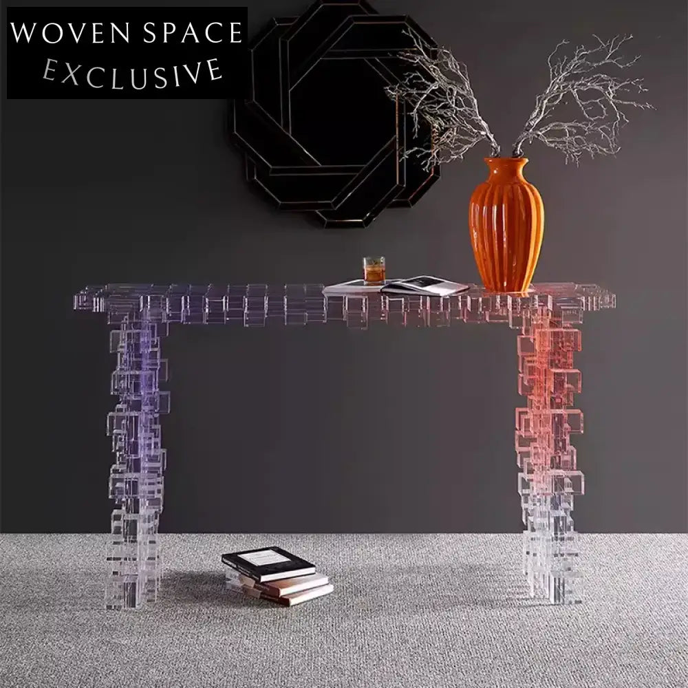 Modern Clear Acrylic Cube Console Table - Stylish Entryway Display Table