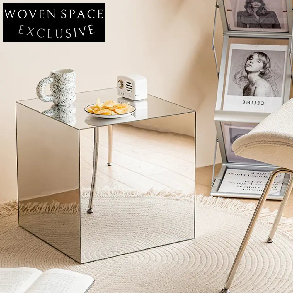 Modern Clear Acrylic Cube Side Table, Elegant Square Design Home Coffee Table