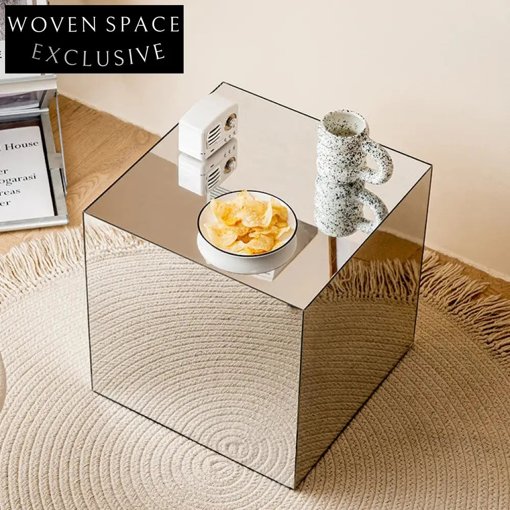 Modern Clear Acrylic Cube Side Table, Elegant Square Design Home Coffee Table