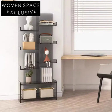Modern Clear Acrylic Display Bookshelf Cabinet for Living Room Office Bedroom