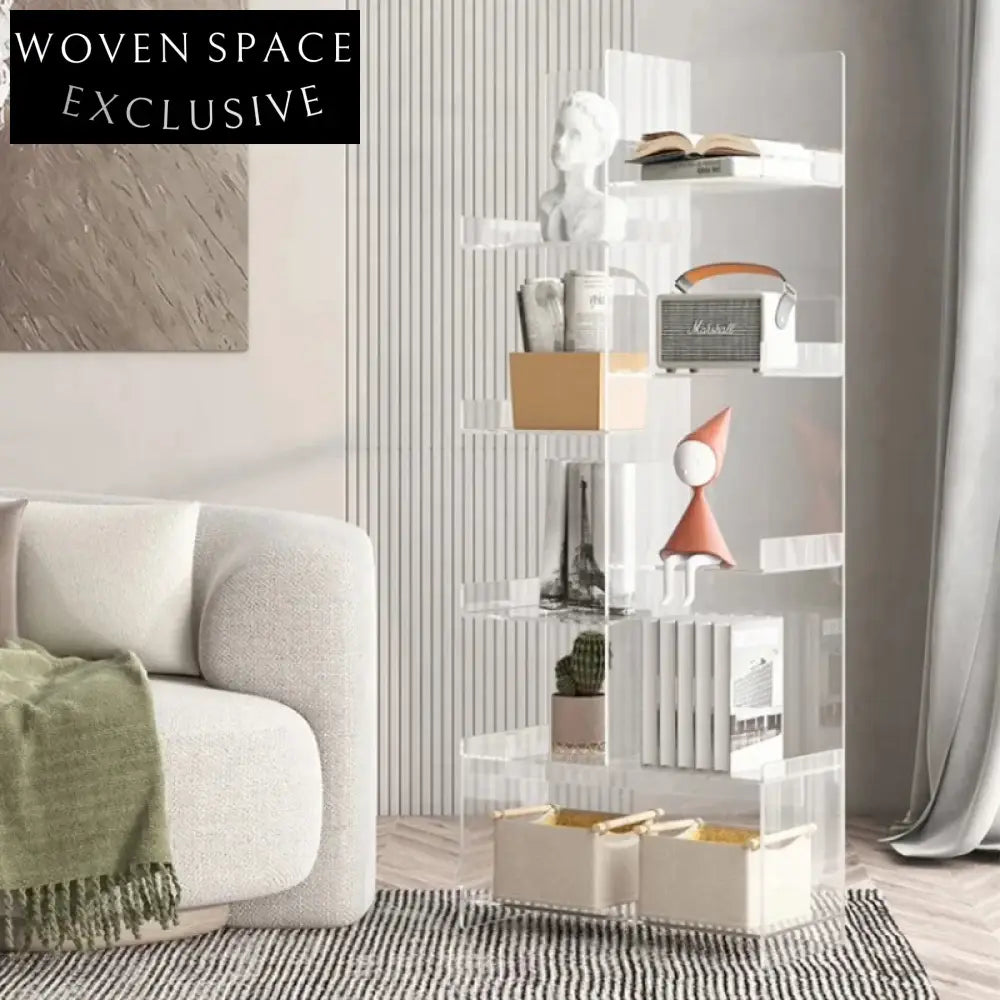 Modern Clear Acrylic Display Bookshelf Cabinet for Living Room Office Bedroom