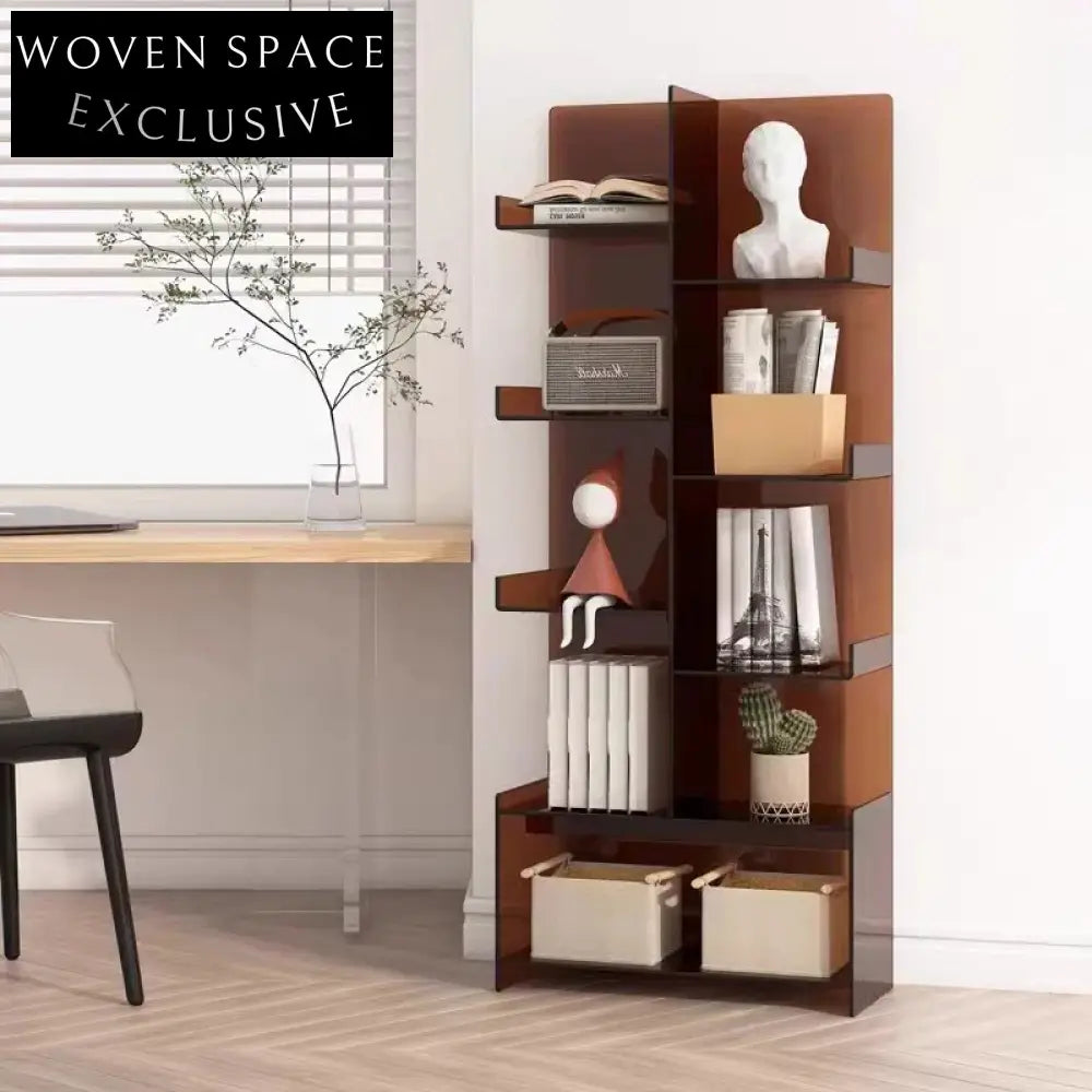 Modern Clear Acrylic Display Bookshelf Cabinet for Living Room Office Bedroom