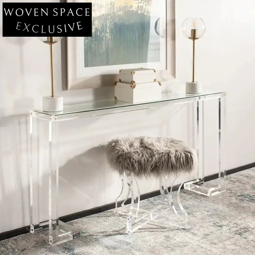 Modern Clear Acrylic Glass Entryway Console Table