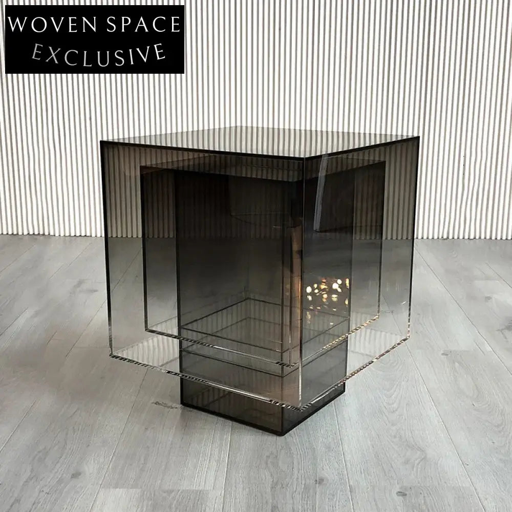 Modern Clear Acrylic Lucite Square Round Bedside End Coffee Table