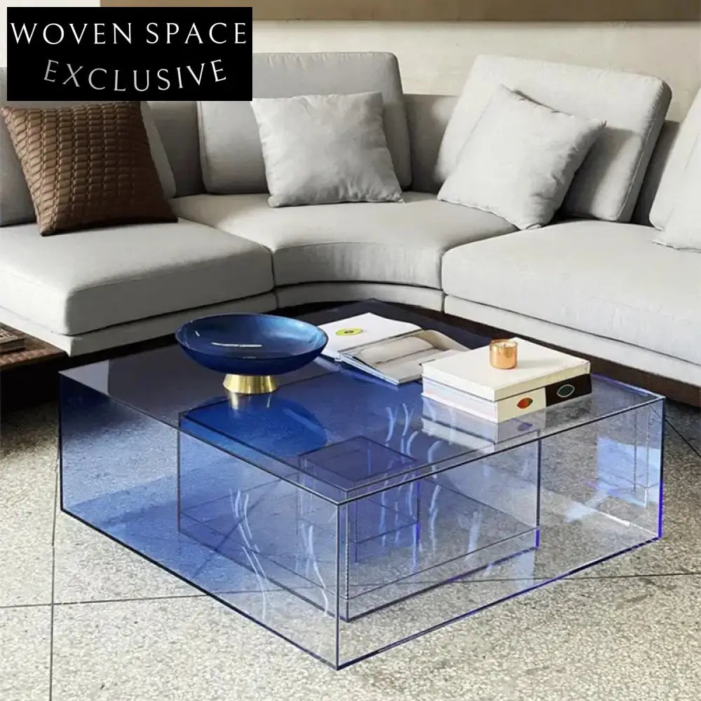 Modern Clear Acrylic Lucite Square Round Bedside End Coffee Table