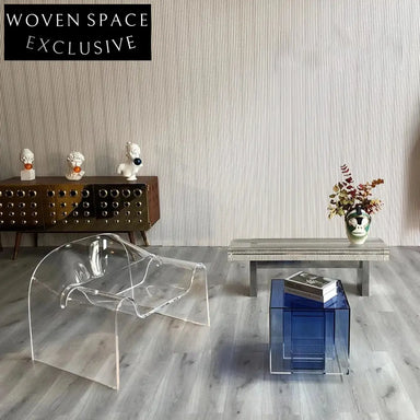 Modern Clear Acrylic Lucite Square Round Bedside End Coffee Table