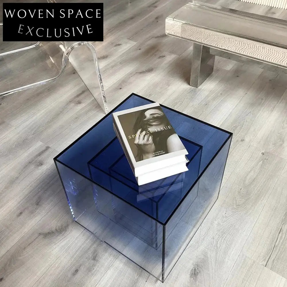 Modern Clear Acrylic Lucite Square Round Bedside End Coffee Table