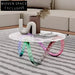 Modern Clear Acrylic Rainbow Base Round Coffee Table with Tempered Glass Top