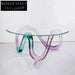 Modern Clear Acrylic Rainbow Base Round Coffee Table with Tempered Glass Top
