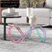 Modern Clear Acrylic Rainbow Base Round Coffee Table with Tempered Glass Top