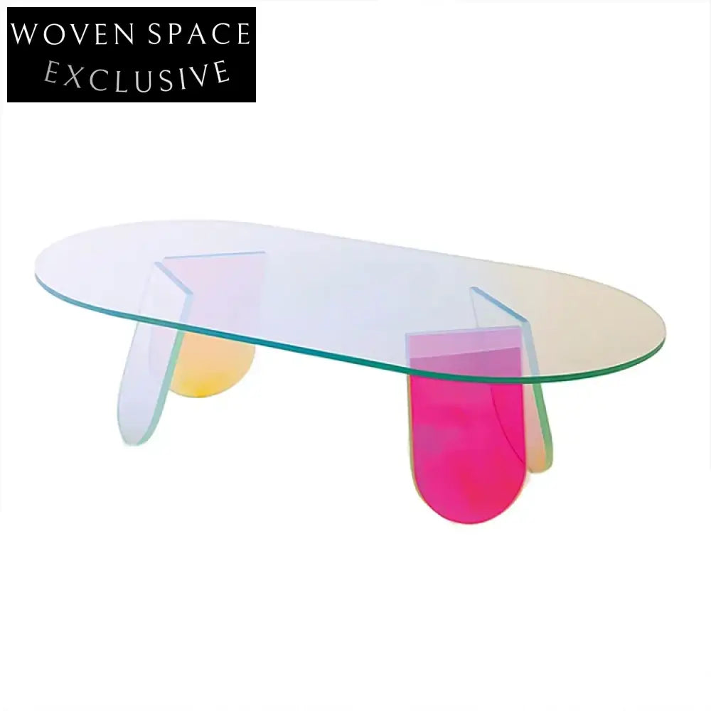 Modern Clear Acrylic Rainbow Round Coffee Side Table for Living Room Decor