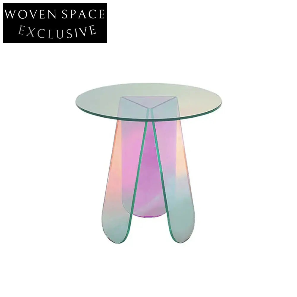 Modern Clear Acrylic Rainbow Round Coffee Side Table for Living Room Decor