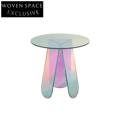 Modern Clear Acrylic Rainbow Round Coffee Side Table for Living Room Decor