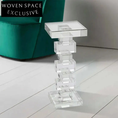 Modern Clear Acrylic Rectangular Stackable Designer Side Table for Living Room