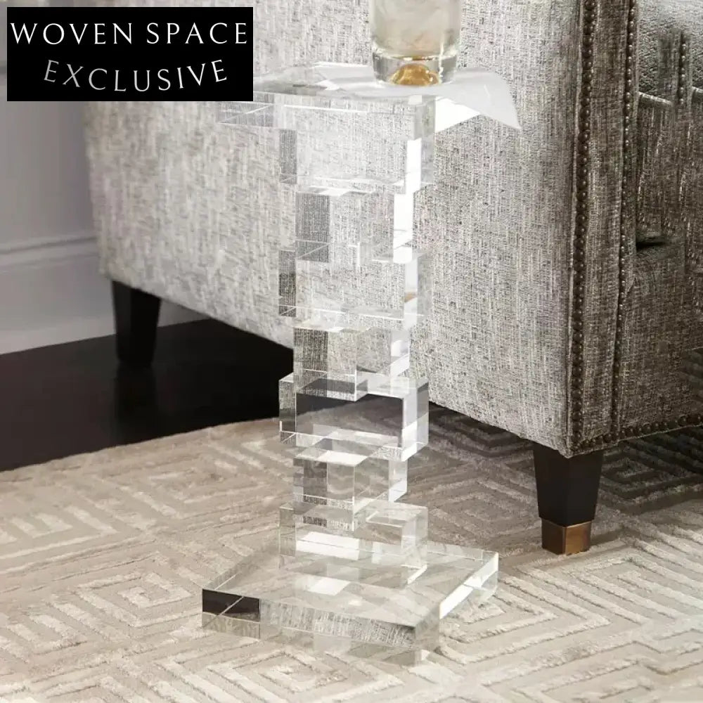 Modern Clear Acrylic Rectangular Stackable Designer Side Table for Living Room