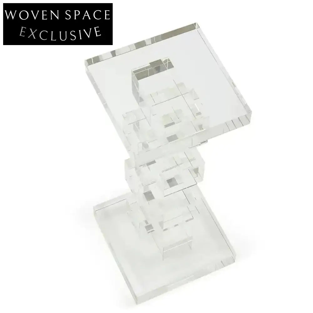 Modern Clear Acrylic Rectangular Stackable Designer Side Table for Living Room