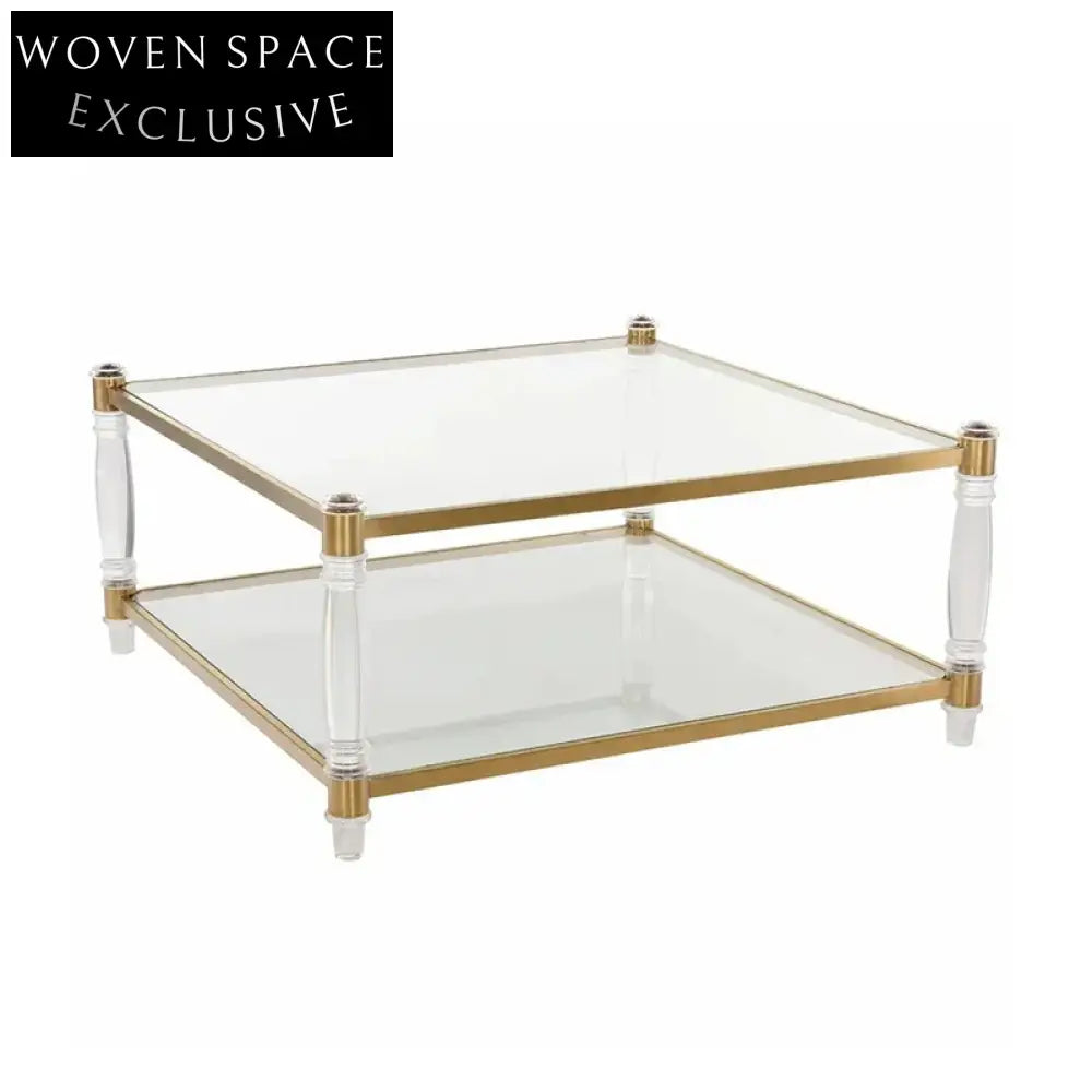 Modern Clear Acrylic Square Coffee Table – Elegant Living Room Centerpiece
