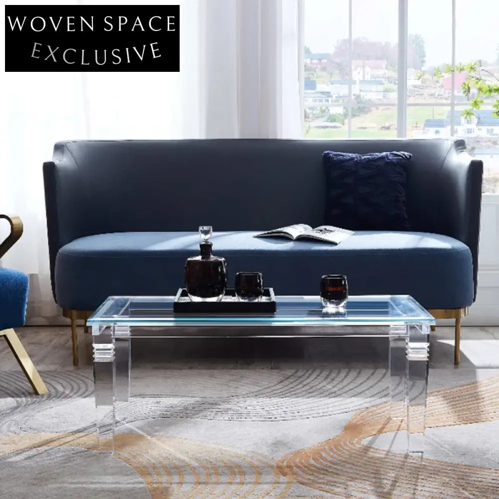 Modern Clear Acrylic Square Coffee Table for Living Rooms and Hotels