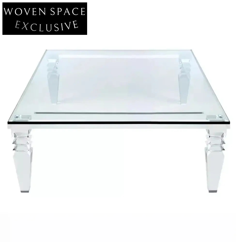 Modern Clear Acrylic Square Coffee Table for Living Rooms and Hotels