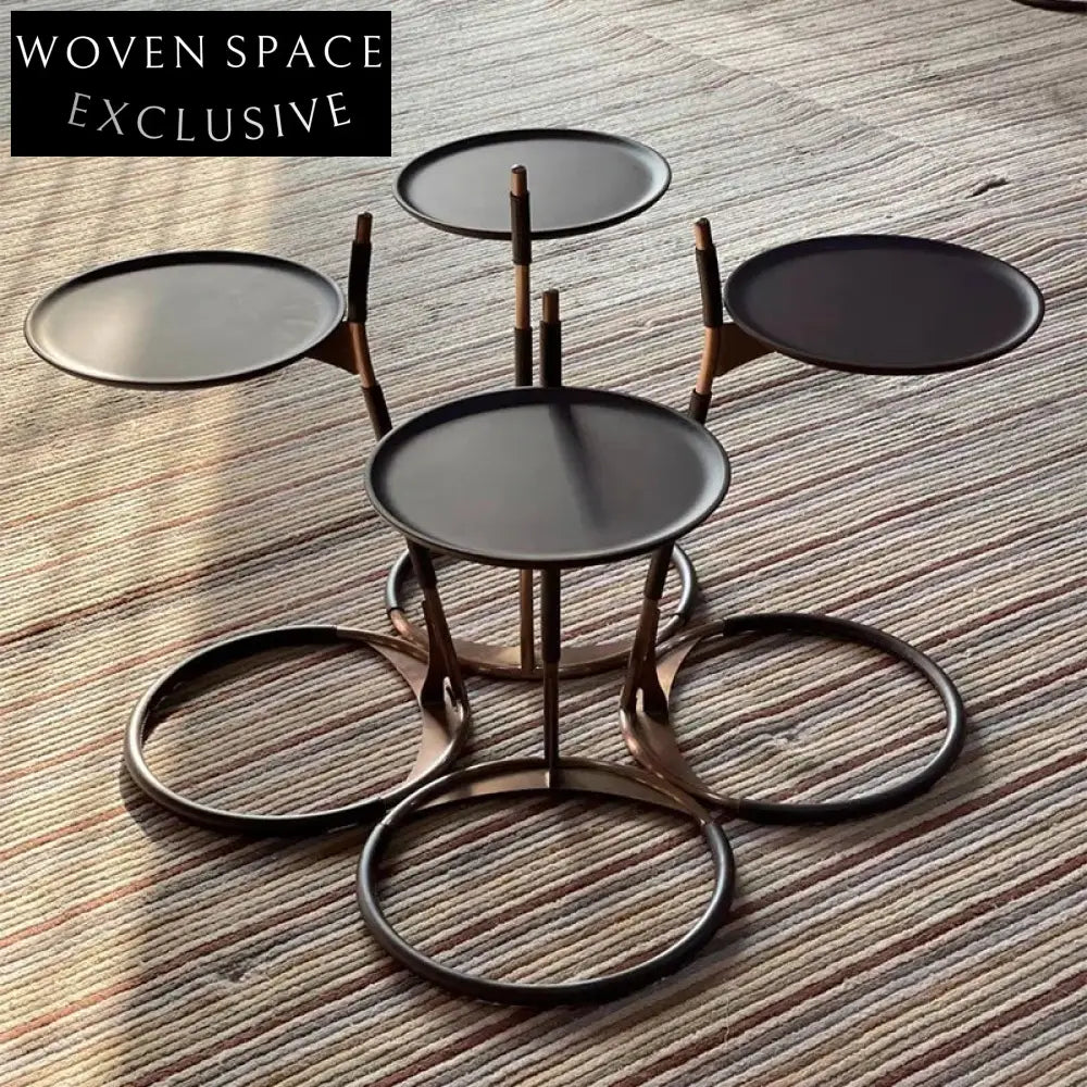 Modern Clear Glass Round Coffee Table with Black Metal Legs