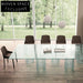 Modern Clear Glass Top Acrylic Leg Rectangular Dining Table
