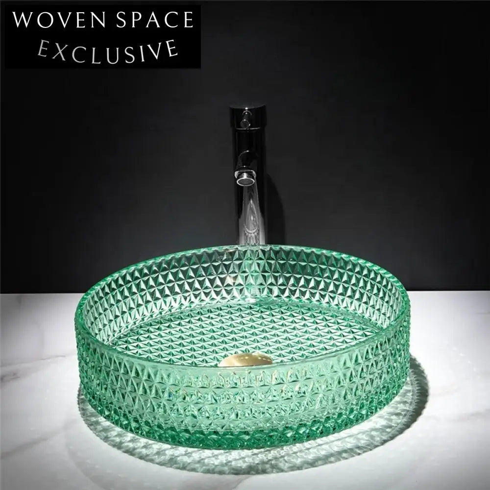 Modern Clear Tempered Glass Round Vessel Sink for Bathroom Vanity