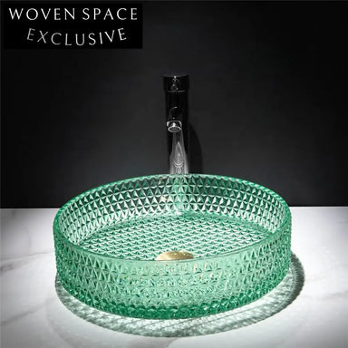 Modern Clear Tempered Glass Round Vessel Sink for Bathroom Vanity