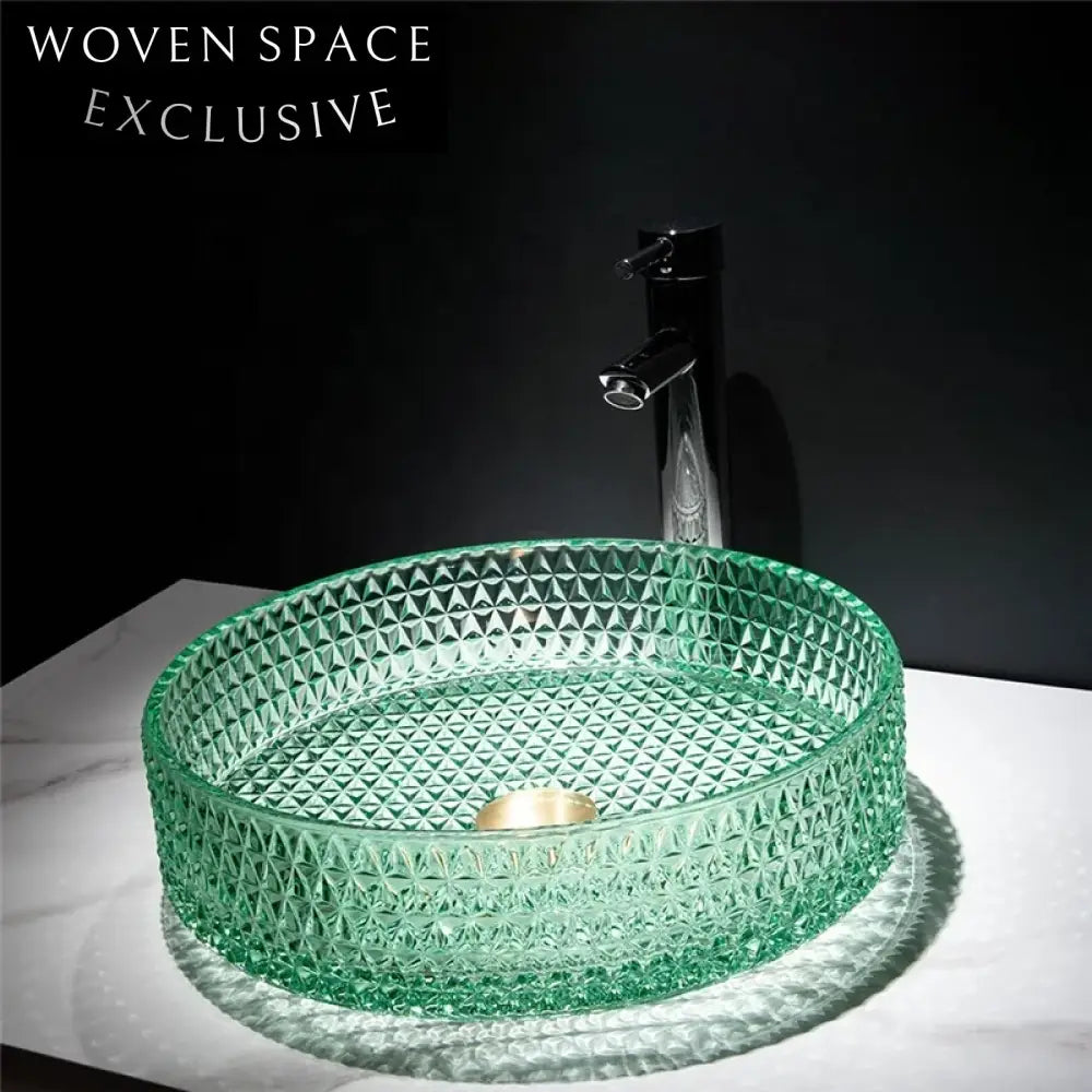 Modern Clear Tempered Glass Round Vessel Sink for Bathroom Vanity