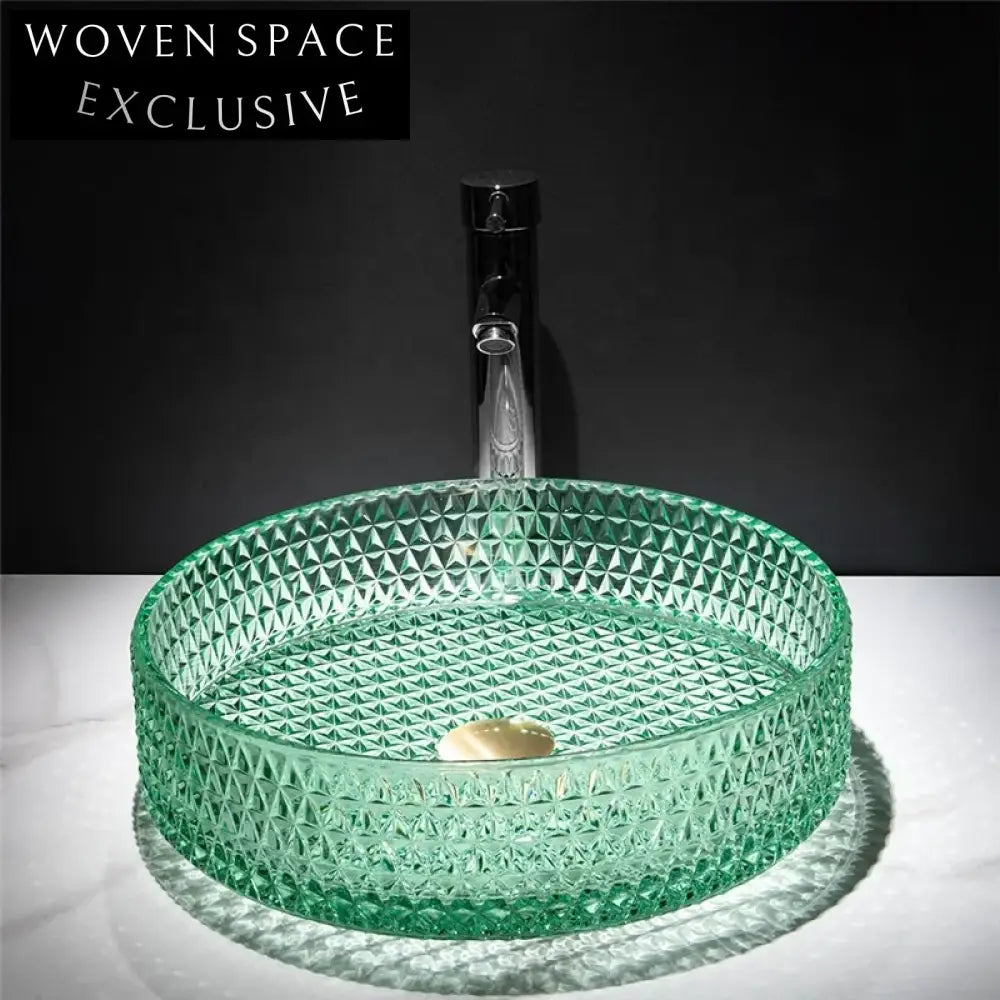Modern Clear Tempered Glass Round Vessel Sink for Bathroom Vanity