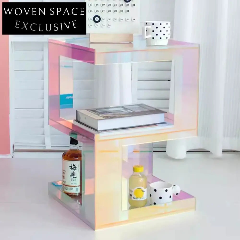 Modern Colorful 3-Layer Acrylic Corner Coffee Table for Living Room Sofa Side