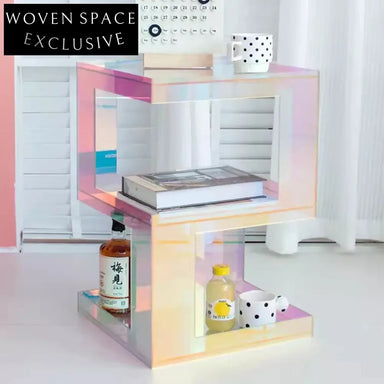 Modern Colorful 3-Layer Acrylic Corner Coffee Table for Living Room Sofa Side