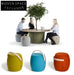 Modern Colorful Fabric Upholstered Round Stool with Wooden Handle for Living Room
