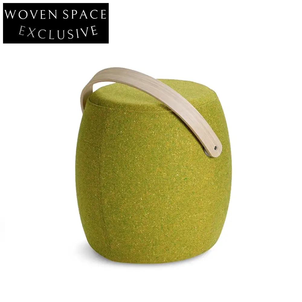 Modern Colorful Fabric Upholstered Round Stool with Wooden Handle for Living Room