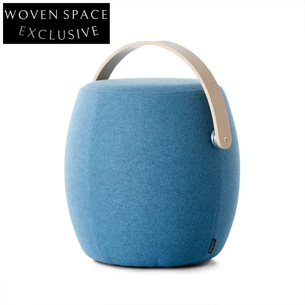 Modern Colorful Fabric Upholstered Round Stool with Wooden Handle for Living Room