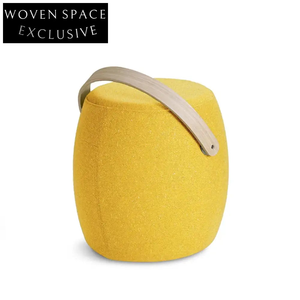 Modern Colorful Fabric Upholstered Round Stool with Wooden Handle for Living Room