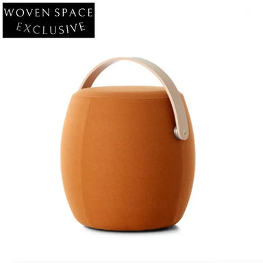 Modern Colorful Fabric Upholstered Round Stool with Wooden Handle for Living Room