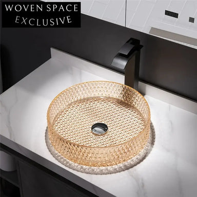 Modern Coloured Tempered Glass Vessel Art Bathroom Washing Basin Sink