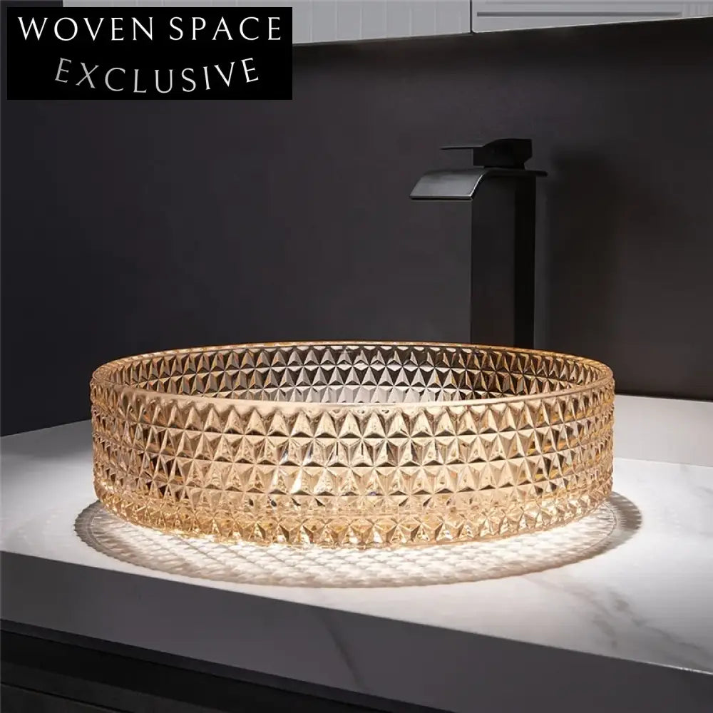 Modern Coloured Tempered Glass Vessel Art Bathroom Washing Basin Sink