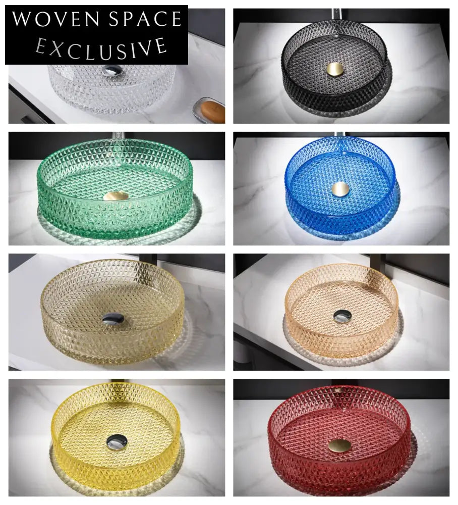 Modern Coloured Tempered Glass Vessel Art Bathroom Washing Basin Sink