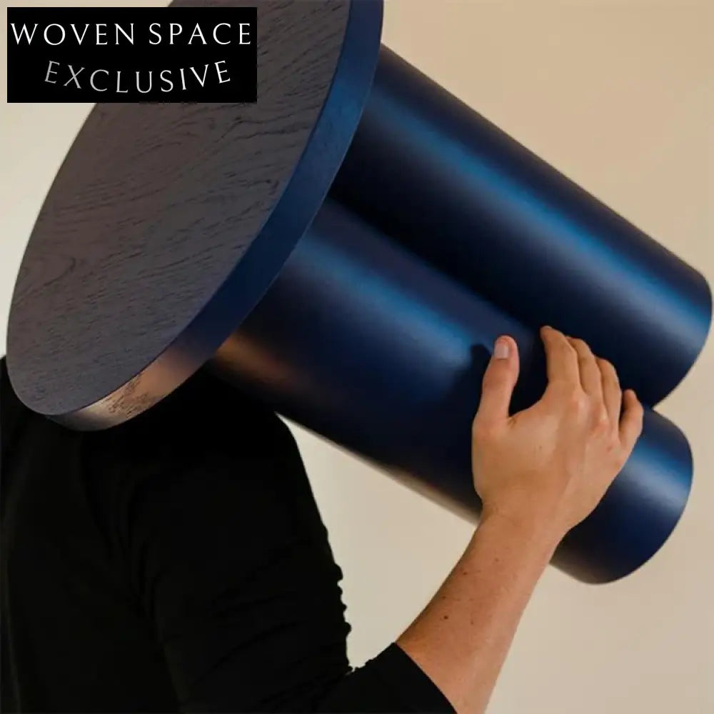 Modern Column Design Small Round Solid Wood Living Room Coffee Table