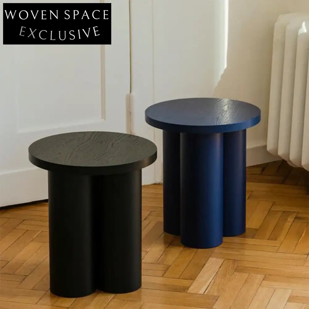 Modern Column Design Small Round Solid Wood Living Room Coffee Table