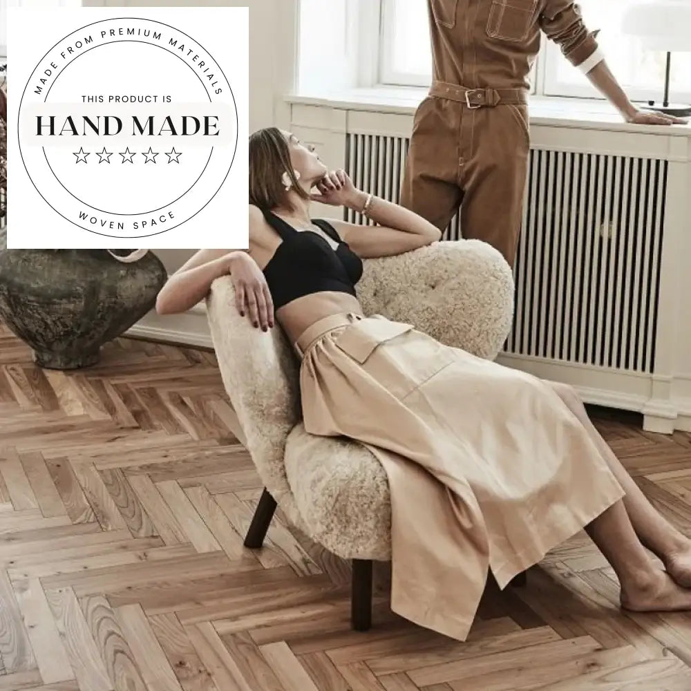 Modern Comfort Single Seat Wooden Recliner White Wool Lounge Accent Chair